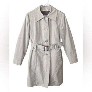 Vintage LONDON FOG Womens (14R) Trench Coat Lined Belted Beige Chic